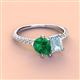4 - Zahara 9x7 mm Pear Emerald and 7x5 mm Emerald Cut Aquamarine 2 Stone Duo Ring 