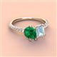 4 - Zahara 9x7 mm Pear Emerald and 7x5 mm Emerald Cut Aquamarine 2 Stone Duo Ring 