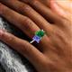3 - Zahara 9x7 mm Pear Emerald and 7x5 mm Emerald Cut Tanzanite 2 Stone Duo Ring 