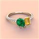 4 - Zahara 9x7 mm Pear Emerald and 7x5 mm Emerald Cut Citrine 2 Stone Duo Ring 