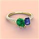 4 - Zahara 9x7 mm Pear Emerald and 7x5 mm Emerald Cut Iolite 2 Stone Duo Ring 