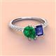 4 - Zahara 9x7 mm Pear Emerald and 7x5 mm Emerald Cut Iolite 2 Stone Duo Ring 
