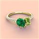 4 - Zahara 9x7 mm Pear Emerald and 7x5 mm Emerald Cut Peridot 2 Stone Duo Ring 