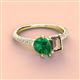 4 - Zahara 9x7 mm Pear Emerald and 7x5 mm Emerald Cut Smoky Quartz 2 Stone Duo Ring 
