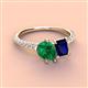 4 - Zahara 9x7 mm Pear Emerald and 7x5 mm Emerald Cut Lab Created Blue Sapphire 2 Stone Duo Ring 