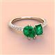 4 - Zahara 9x7 mm Pear Emerald and 7x5 mm Emerald Cut Lab Created Emerald 2 Stone Duo Ring 