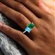 3 - Zahara 9x7 mm Pear Emerald and 7x5 mm Emerald Cut Blue Topaz 2 Stone Duo Ring 