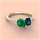 4 - Zahara 9x7 mm Pear Emerald and 7x5 mm Emerald Cut London Blue Topaz 2 Stone Duo Ring 