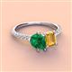 4 - Zahara 9x7 mm Pear Emerald and 7x5 mm Emerald Cut Citrine 2 Stone Duo Ring 
