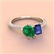 4 - Zahara 9x7 mm Pear Emerald and 7x5 mm Emerald Cut Iolite 2 Stone Duo Ring 