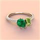 4 - Zahara 9x7 mm Pear Emerald and 7x5 mm Emerald Cut Peridot 2 Stone Duo Ring 
