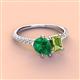 4 - Zahara 9x7 mm Pear Emerald and 7x5 mm Emerald Cut Peridot 2 Stone Duo Ring 