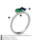 6 - Zahara 9x7 mm Pear Emerald and 7x5 mm Emerald Cut Lab Created Blue Sapphire 2 Stone Duo Ring 