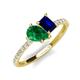 5 - Zahara 9x7 mm Pear Emerald and 7x5 mm Emerald Cut Lab Created Blue Sapphire 2 Stone Duo Ring 