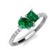 5 - Zahara 9x7 mm Pear Emerald and 7x5 mm Emerald Cut Lab Created Emerald 2 Stone Duo Ring 