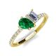 5 - Zahara 9x7 mm Pear Emerald and 7x5 mm IGI Certified Emerald Cut Lab Grown Diamond 2 Stone Duo Ring 