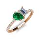 5 - Zahara 9x7 mm Pear Emerald and 7x5 mm IGI Certified Emerald Cut Lab Grown Diamond 2 Stone Duo Ring 