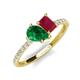 5 - Zahara 9x7 mm Pear Emerald and 7x5 mm Emerald Cut Lab Created Ruby 2 Stone Duo Ring 