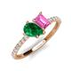 5 - Zahara 9x7 mm Pear Emerald and 7x5 mm Emerald Cut Lab Created Pink Sapphire 2 Stone Duo Ring 