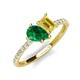5 - Zahara 9x7 mm Pear Emerald and 7x5 mm Emerald Cut Lab Created Yellow Sapphire 2 Stone Duo Ring 