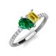 5 - Zahara 9x7 mm Pear Emerald and 7x5 mm Emerald Cut Lab Created Yellow Sapphire 2 Stone Duo Ring 