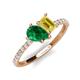 5 - Zahara 9x7 mm Pear Emerald and 7x5 mm Emerald Cut Lab Created Yellow Sapphire 2 Stone Duo Ring 