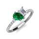 5 - Zahara 9x7 mm Pear Emerald and 7x5 mm Emerald Cut White Sapphire 2 Stone Duo Ring 