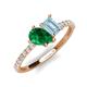 5 - Zahara 9x7 mm Pear Emerald and 7x5 mm Emerald Cut Aquamarine 2 Stone Duo Ring 