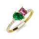5 - Zahara 9x7 mm Pear Emerald and 7x5 mm Emerald Cut Pink Tourmaline 2 Stone Duo Ring 