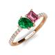 5 - Zahara 9x7 mm Pear Emerald and 7x5 mm Emerald Cut Pink Tourmaline 2 Stone Duo Ring 