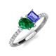 5 - Zahara 9x7 mm Pear Emerald and 7x5 mm Emerald Cut Tanzanite 2 Stone Duo Ring 