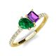 5 - Zahara 9x7 mm Pear Emerald and 7x5 mm Emerald Cut Amethyst 2 Stone Duo Ring 