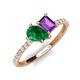 5 - Zahara 9x7 mm Pear Emerald and 7x5 mm Emerald Cut Amethyst 2 Stone Duo Ring 