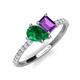 5 - Zahara 9x7 mm Pear Emerald and 7x5 mm Emerald Cut Amethyst 2 Stone Duo Ring 