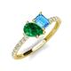 5 - Zahara 9x7 mm Pear Emerald and 7x5 mm Emerald Cut Blue Topaz 2 Stone Duo Ring 