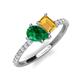 5 - Zahara 9x7 mm Pear Emerald and 7x5 mm Emerald Cut Citrine 2 Stone Duo Ring 