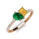 5 - Zahara 9x7 mm Pear Emerald and 7x5 mm Emerald Cut Citrine 2 Stone Duo Ring 