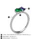 6 - Zahara 9x7 mm Pear Emerald and 7x5 mm Emerald Cut Iolite 2 Stone Duo Ring 