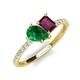 5 - Zahara 9x7 mm Pear Emerald and 7x5 mm Emerald Cut Rhodolite Garnet 2 Stone Duo Ring 