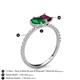 6 - Zahara 9x7 mm Pear Emerald and 7x5 mm Emerald Cut Rhodolite Garnet 2 Stone Duo Ring 