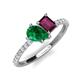 5 - Zahara 9x7 mm Pear Emerald and 7x5 mm Emerald Cut Rhodolite Garnet 2 Stone Duo Ring 