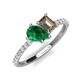 5 - Zahara 9x7 mm Pear Emerald and 7x5 mm Emerald Cut Smoky Quartz 2 Stone Duo Ring 