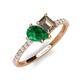 5 - Zahara 9x7 mm Pear Emerald and 7x5 mm Emerald Cut Smoky Quartz 2 Stone Duo Ring 