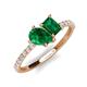 5 - Zahara 9x7 mm Pear Emerald and 7x5 mm Emerald Cut Lab Created Emerald 2 Stone Duo Ring 