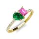 5 - Zahara 9x7 mm Pear Emerald and 7x5 mm Emerald Cut Lab Created Pink Sapphire 2 Stone Duo Ring 