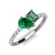 5 - Zahara 9x7 mm Pear Emerald and 7x5 mm Emerald Cut Lab Created Alexandrite 2 Stone Duo Ring 