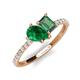 5 - Zahara 9x7 mm Pear Emerald and 7x5 mm Emerald Cut Lab Created Alexandrite 2 Stone Duo Ring 