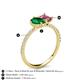 6 - Zahara 9x7 mm Pear Emerald and 7x5 mm Emerald Cut Pink Tourmaline 2 Stone Duo Ring 