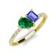 5 - Zahara 9x7 mm Pear Emerald and 7x5 mm Emerald Cut Tanzanite 2 Stone Duo Ring 