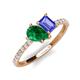 5 - Zahara 9x7 mm Pear Emerald and 7x5 mm Emerald Cut Tanzanite 2 Stone Duo Ring 
